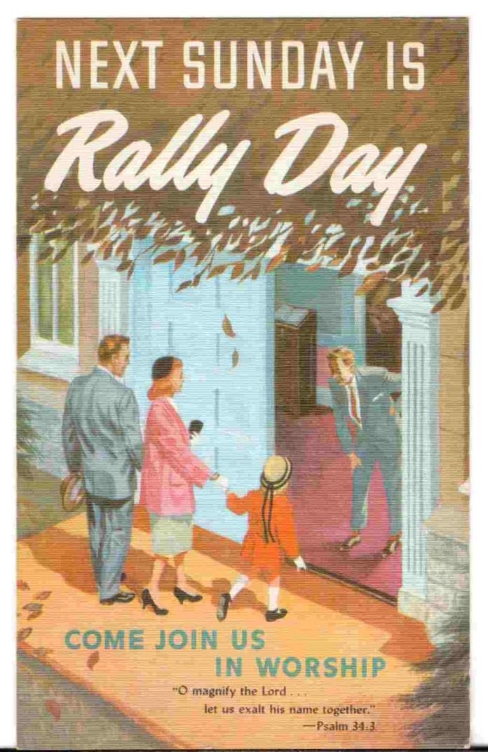 Undated Unused Postcard Next Sunday is Rally Day Come join us