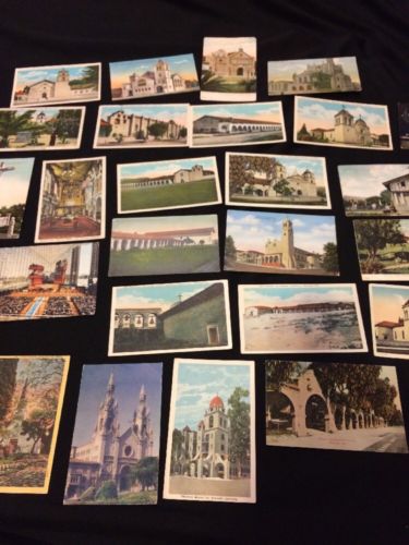 Vtg 30 Lot Postcards California Missions Churches Linen Other