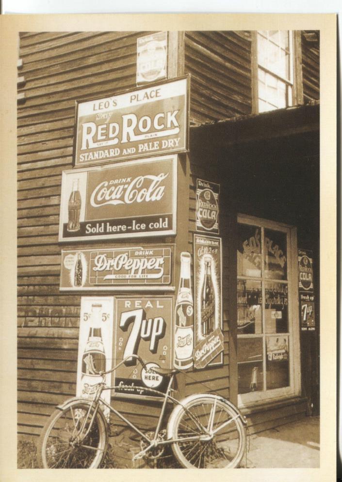 POST CARD OF OLD GENERAL STORE FROM 30'S WITH NEAT ADVERTISING SIGNS