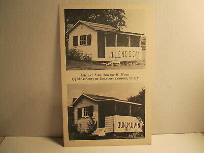 Postcard Mr & Mrs Robert H Wood Tourist Cabins Brandon Vermont 1950s
