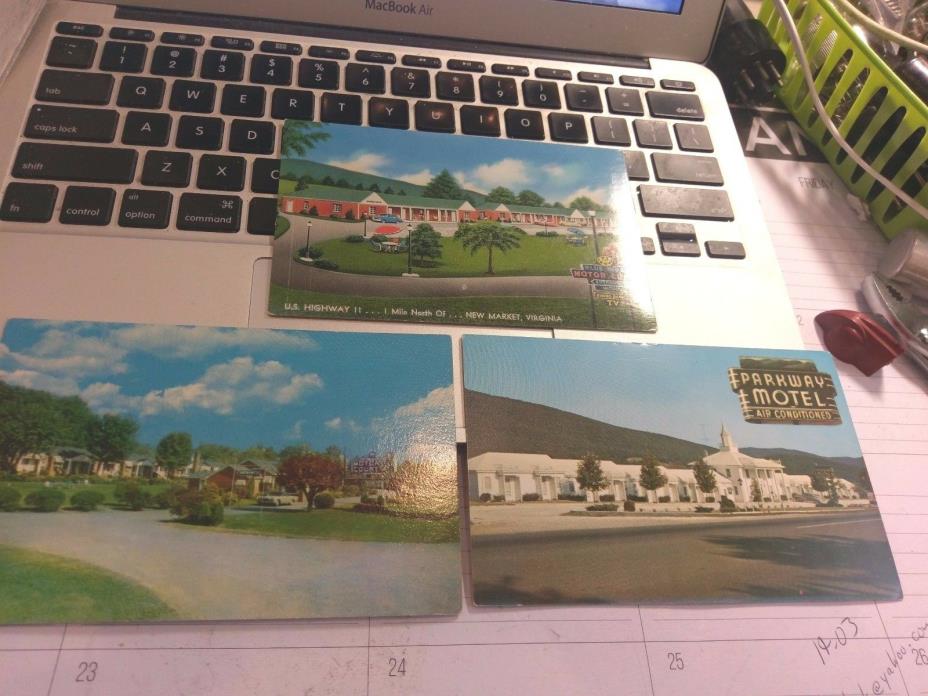 3 Virginia Roadside Motel Postcards   Parkway, Blue Ridge , Siesta Motor Court