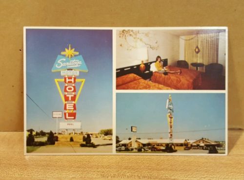 Vintage Postcard ~Along Route 66 the Saratoga Motor Hotel ~ Tulsa Oklahoma