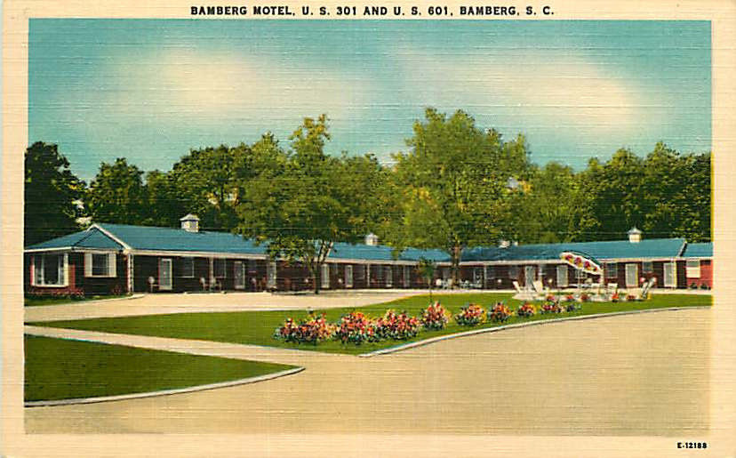 Linen Roadside Postcard Bamberg Motel, Bamberg, South Carolina