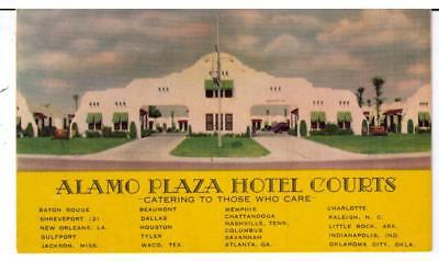 VINTAGE POST CARD-AMERICANA-ALAMO PLAZA HOTEL COURTS