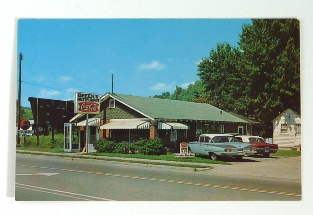 Vtg Postcard Green's Restaurant Motel Middlesboro KY 1960 Chevy Biscayne Impala