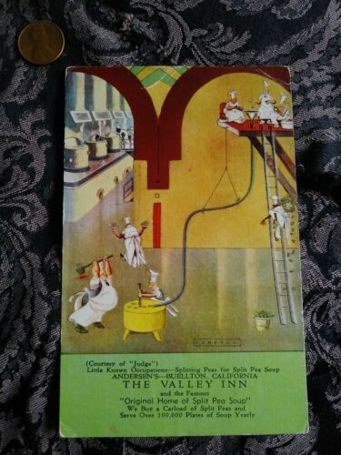 Postcard ANDERSEN'S THE VALLEY INN Pea Soup Buellton Forbell illustration vintag