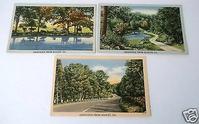 BAXLEY, GA Vintage Unused Linen Postcards, 3 Beautiful Scenic Views