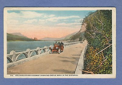Vintage PC: Columbia River Highway Castle Rock Auto w/ No Rim Corvallis postmark