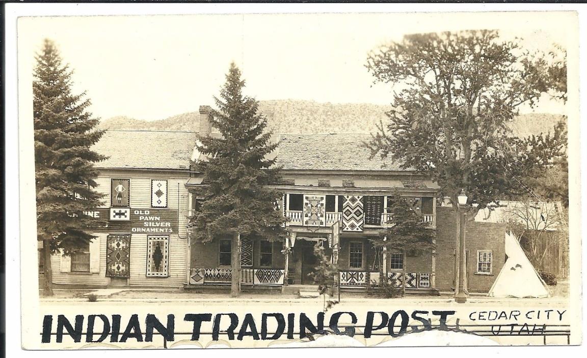 Navajo Indian Trading Post Cedar City Utah Vintage Original Postcard