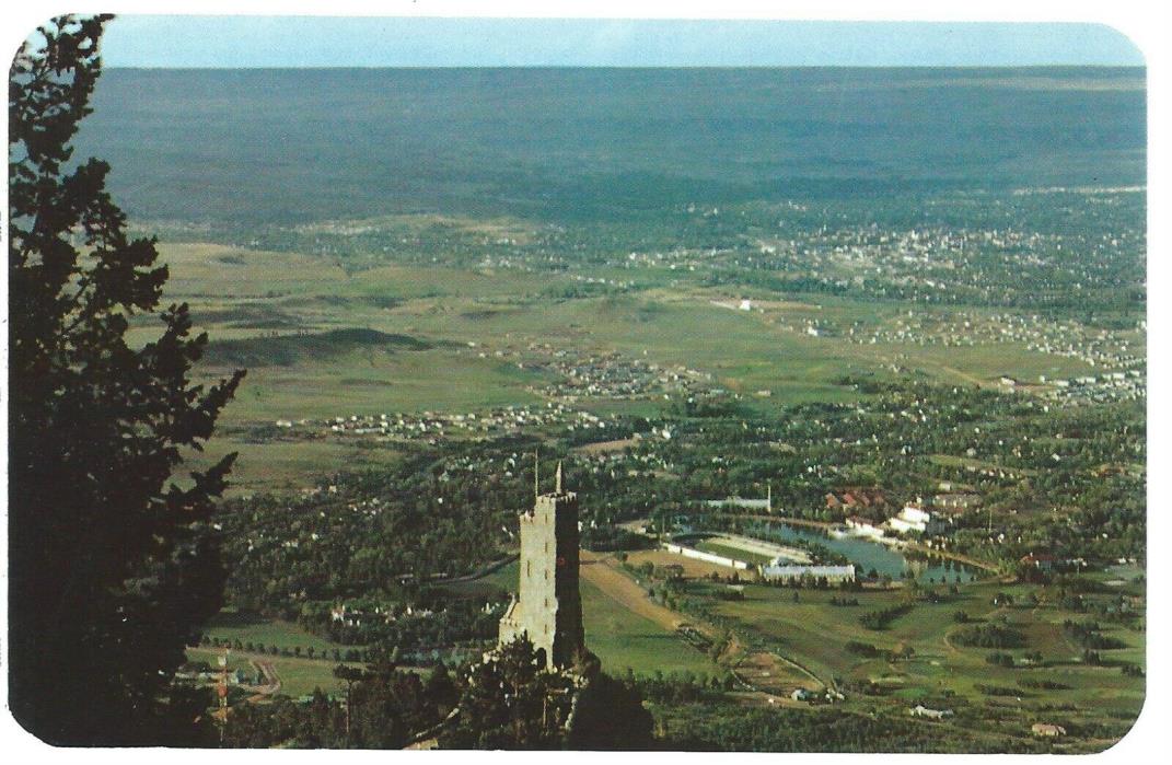 Colorado Springs CO Aerial View Will Rogers Shrine Vintage Postcard Chrome