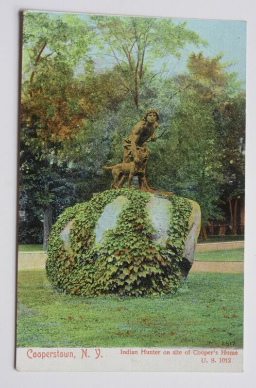 Indian Hunter Statue in Cooperstown NEW YORK Undivided Postcard