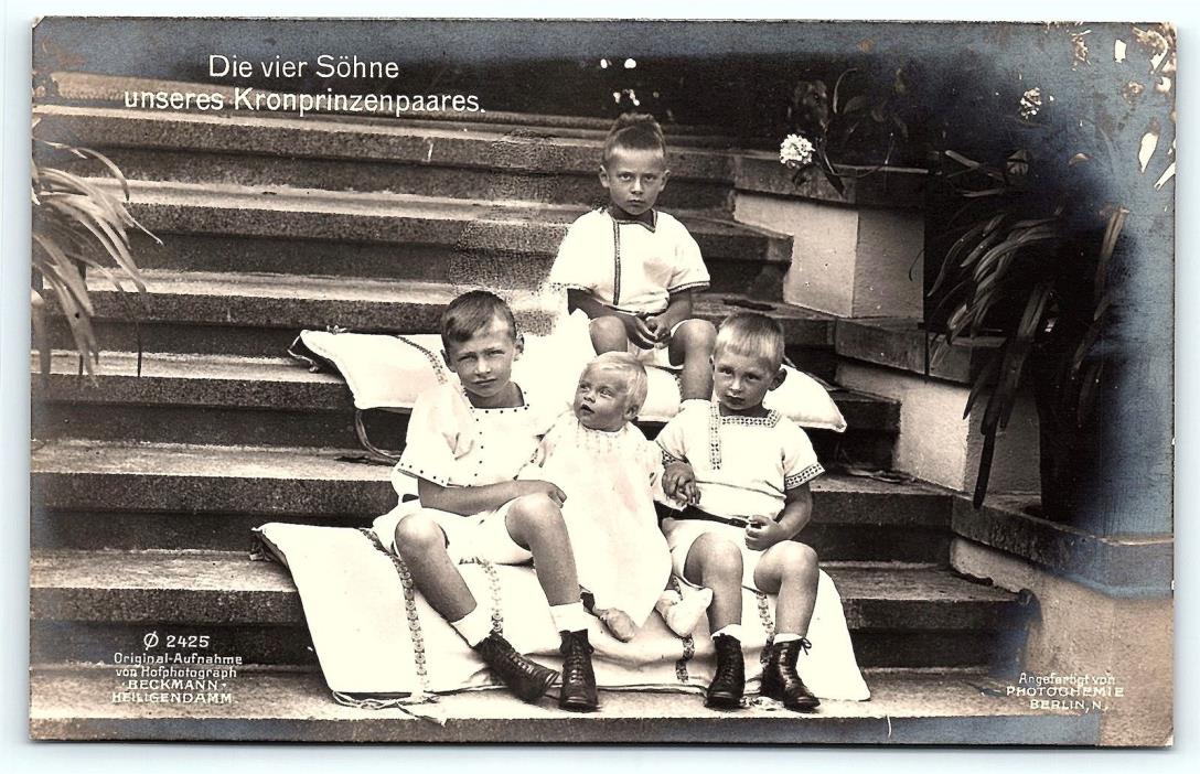 Postcard Germany Royalty Four Sons of Crown Prince Wilhelm RPPC Real Photo R53
