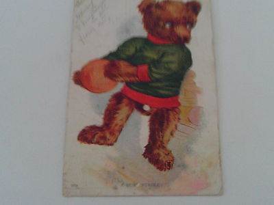 1907 POSTCARD DRESSED BEAR BOWLING BOWLER ARTIST NATIONAL ART SIGNED SERIES 269