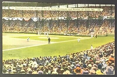 1940's MLB Baseball Stadium Postcard Sportsmans Park St Louis Cardinals + Browns