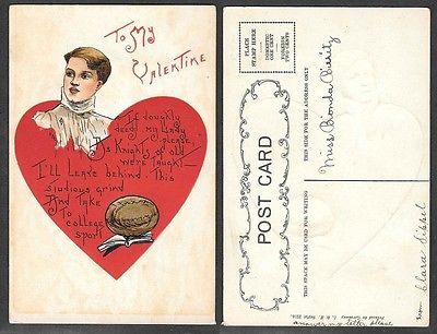 Old Sports Postcard - Football - Valentine's Day