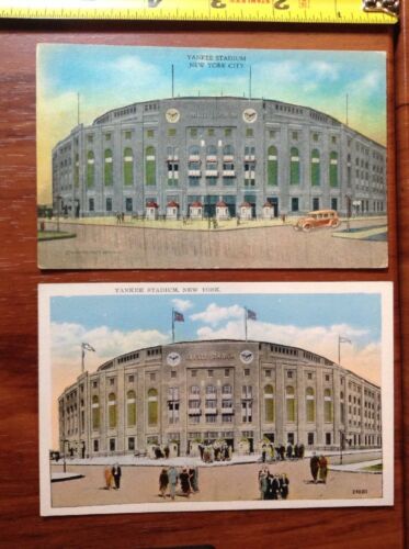 Vintage New York Yankee Stadium Post Card Pair Postcard Ticket Entrance