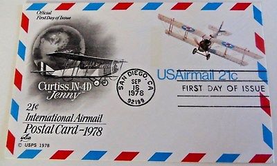 1978 First Day of Issue Post Card-21c INTERNATIONAL AIRMAIL-San Diego,CA,Sept 16