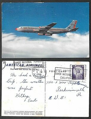 1959 Aviation Postcard - American Airlines Airplane - Boeing 707