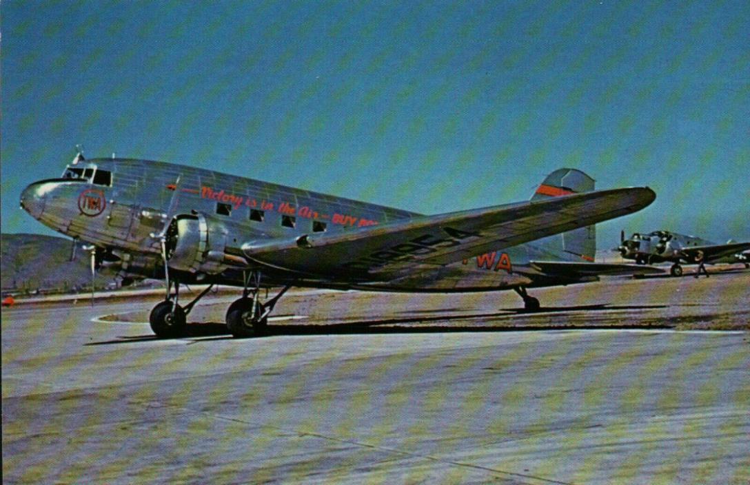 TWA Transcontinental & Western Air DC-3 Vintage Postcard