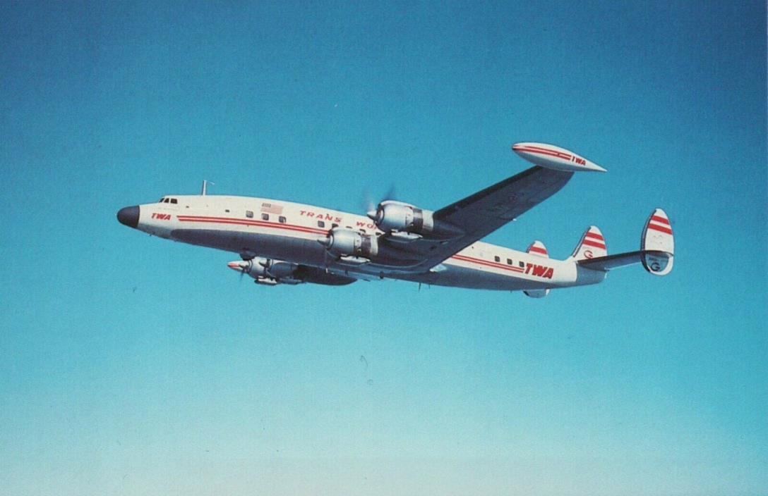 TWA Trans World Airlines Lockheed 1049G Constellation Vintage Postcard