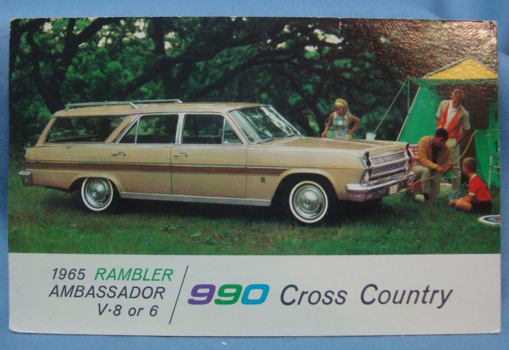 1965 RAMBLER AMBASSADOR 990 STATION WAGON CAR VINTAGE POSTCARD 3D 83