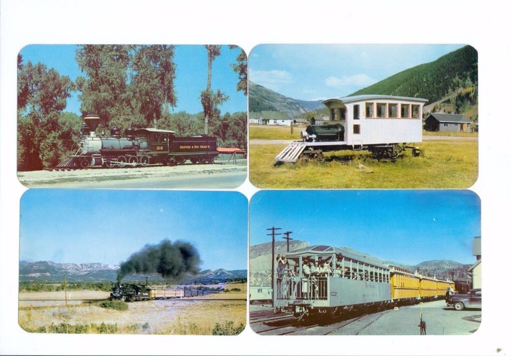 (4) Railroad Steam engine Postcards, from an estate, never used