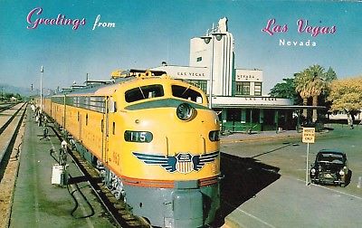Postcard Of A Union Pacific Train In Las Vegas NV Long Ago
