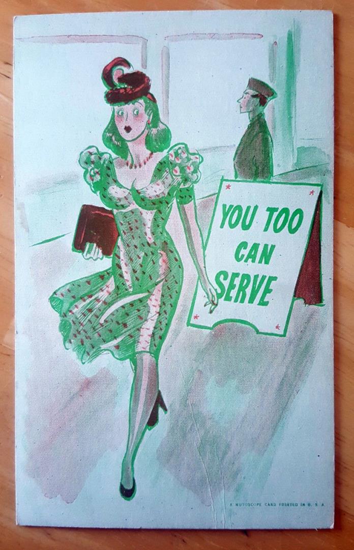 Wartime Vintage Postcard - 1940's - You Too Can Serve - Mutoscope Card