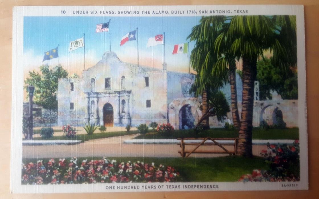 The Alamo - Under Six Flags - San Antonio, Texas - Vintage Postcard