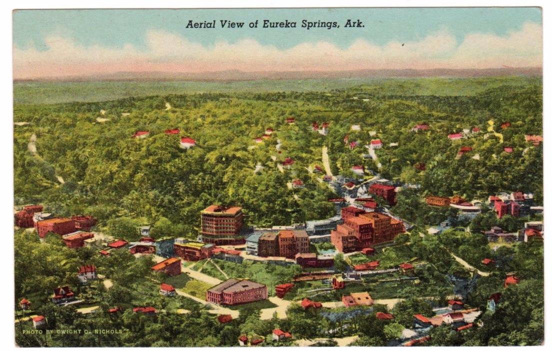Vintage Postcard Arkansas Aerial View of Eureka Springs Ark Dwight Nichols photo