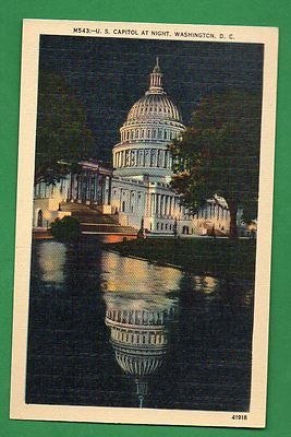 US WASHINGTON, D.C. - U. S. CAPITOL AT NIGHT  VINTAGE PC 897