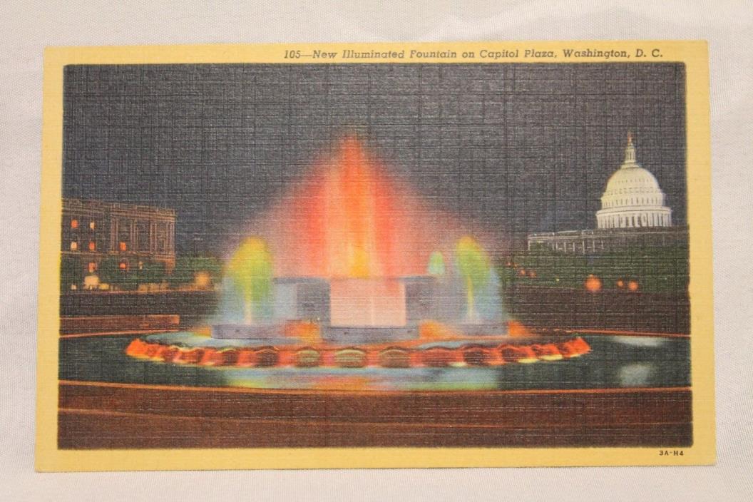 VTG Standard Postcard New Illuminated Fountain Capital Plaza Washington D.C. PC