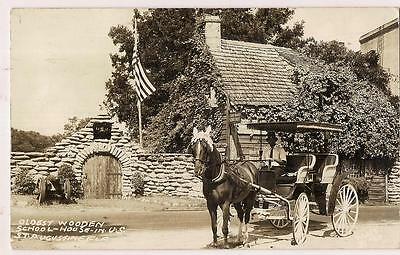 Oldest US Wooden School House Horse Buggy ST AUGUSTINE FL 1942 Photo Postcard