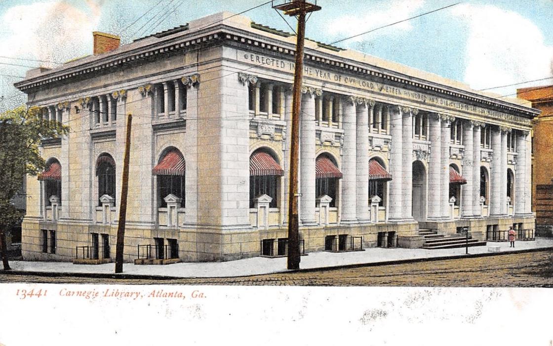 Atlanta Georgia~Carnegie Library~126 Carnegie Way~Demolished 1977~1905 Postcard