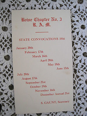 Postcard Boise Chapter R.A.M. State Convocations 1916 Idaho Ida Id