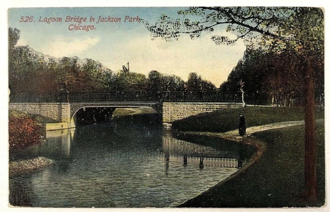 C. 1910s 1913 Lagoon Bridge Jackson Park Chicago Illinois Antique VTG Postcard