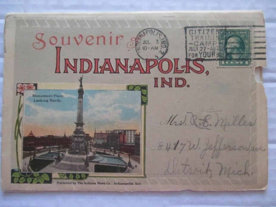 Indianapolis Indiana Antique Postcard Booklet- Motor Speedway-etc