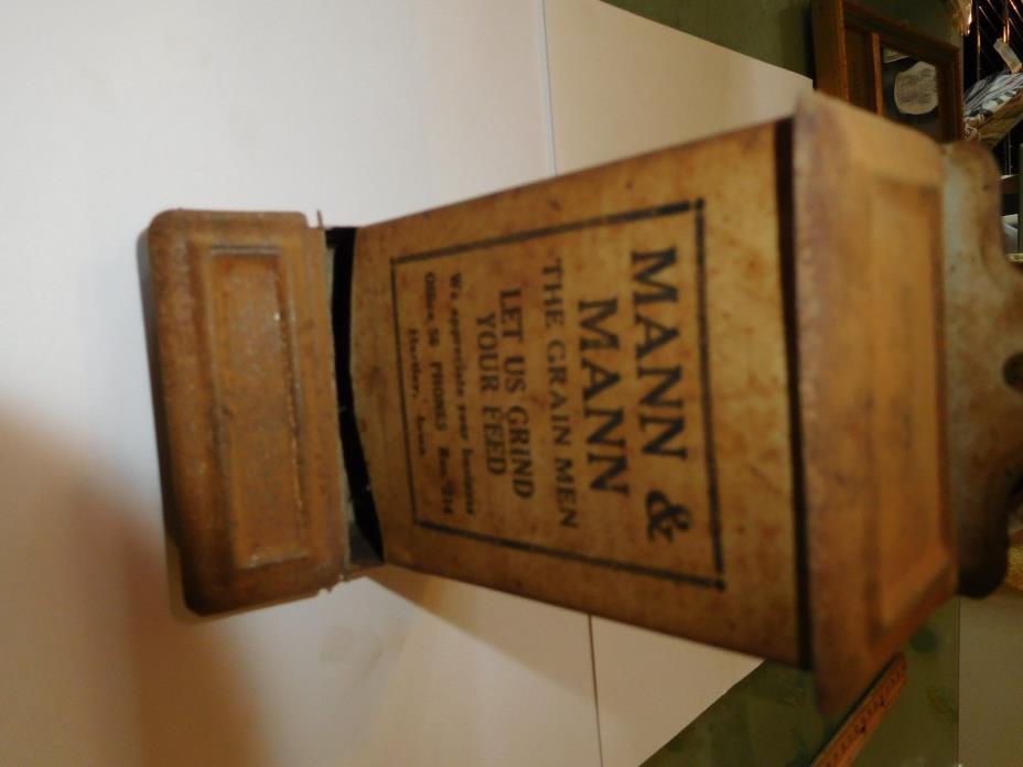 HARTLEY, IOWA--MANN & MANN-GRAIN-PH 56-OLD MATCH BOX-SOME RUST-DULL-GRIND FEED