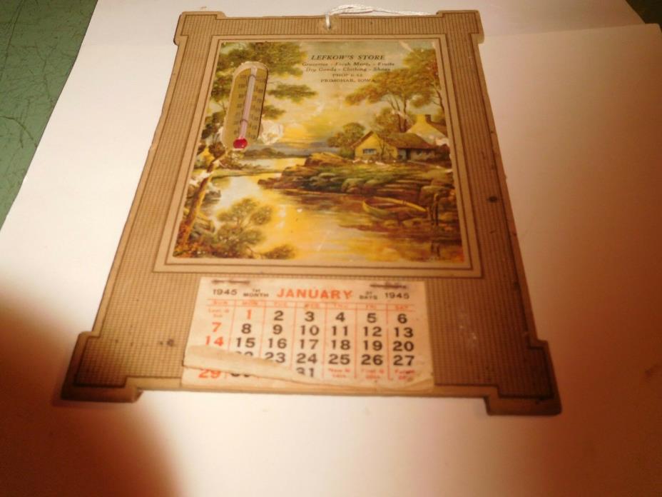PRIMGHAR, IOWA- LEFKOWS STORE-GROC-MEAT-DRY GOODS-CLOTHING-PH12-1945 CALANDER