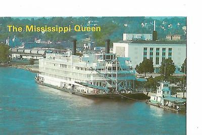 THE MISSISSIPPI QUEEN DOCKED AT THE BURLINGTON SHORELINE, IOWA, 1960'S POST CARD