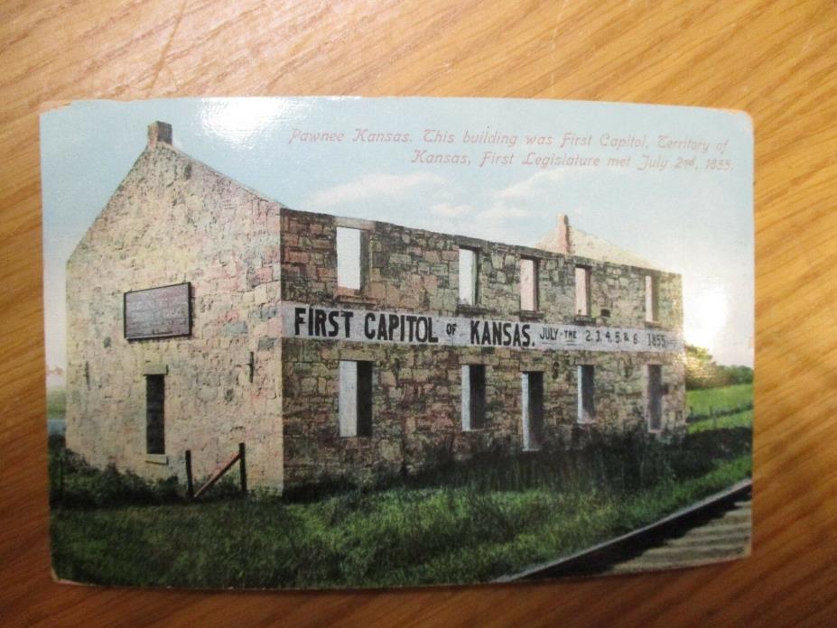 1910 Postcard First Capitol Of Kansas Pawnee Kansas