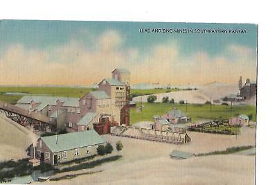 LEAD AND ZINC MINES IN SOUTHEASTERN KANSAS,  1940'S LINEN POST CARD