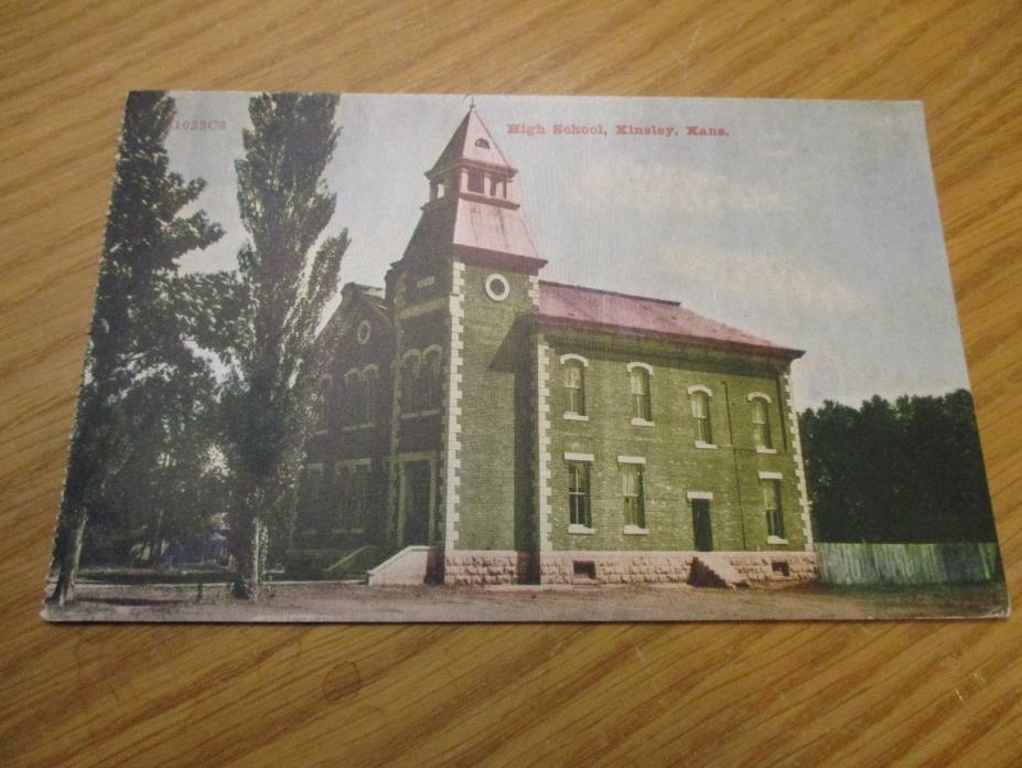 1909 Postcard High School,  Kinsley,  Kansas