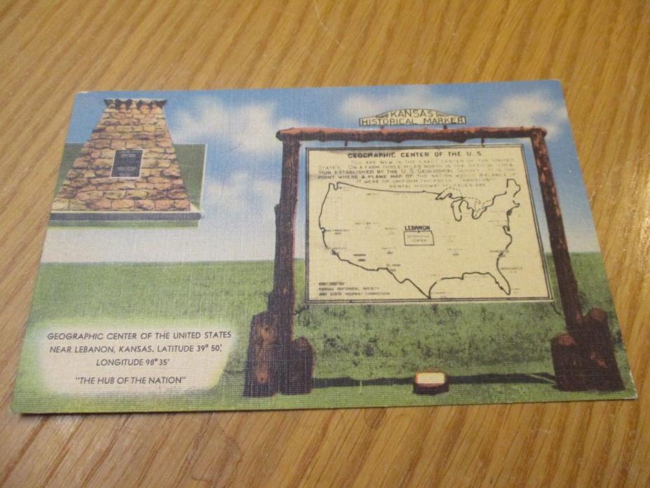 Early Postcard Geographic Center Near Lebanon,  Kansas