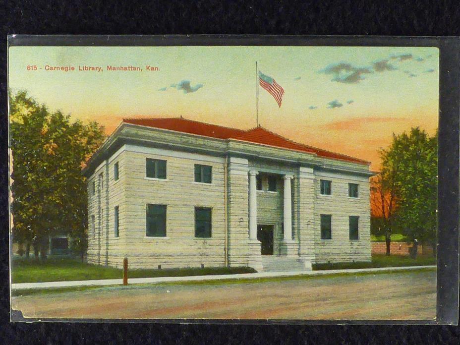 Postcard ~ Carnegie Library ~ MANHATTAN, KANSAS