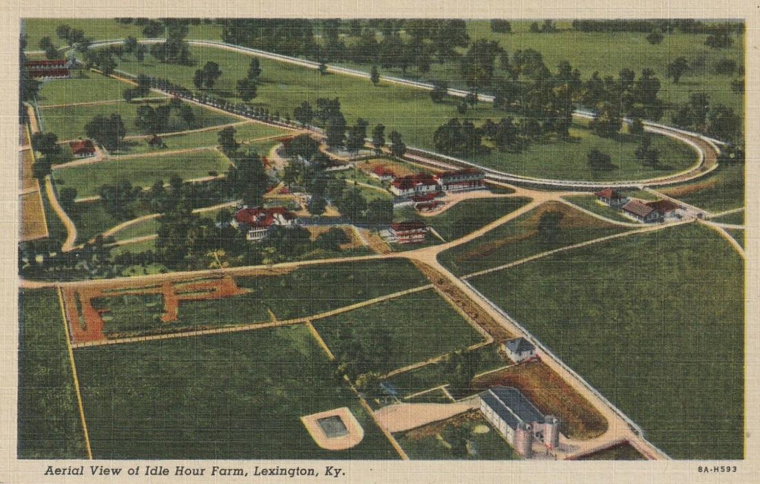 Postcard Aerial View of Idle Hour Farm, Lexington, KY, Linen