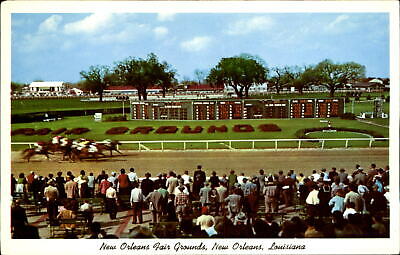 Horse racing ~ New Orleans Fair Grounds ~ Louisiana ~ 1960s postcard
