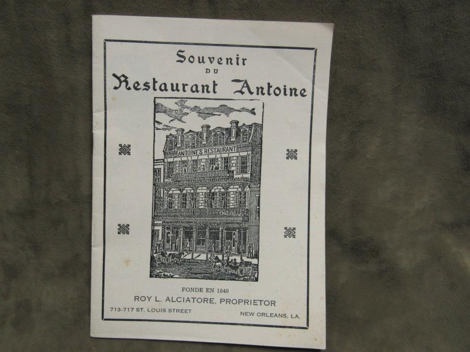 Circa 1940's Antoine's Restaurant New Orleans Louisiana Small Booklet w/history