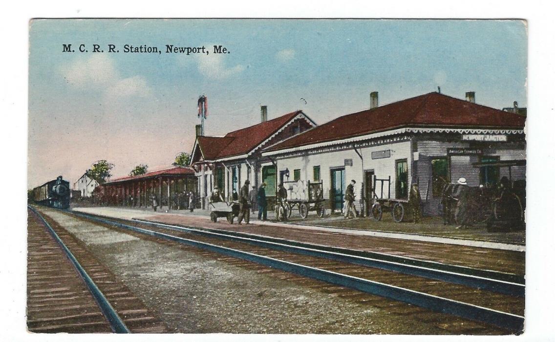 M. C. R. R. Station, Newport, Maine Vintage Postcard