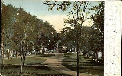 Upper Main Street~ Wiscasset Maine ~Leighton~1907 ARTHUR T JONES N Bennington VT